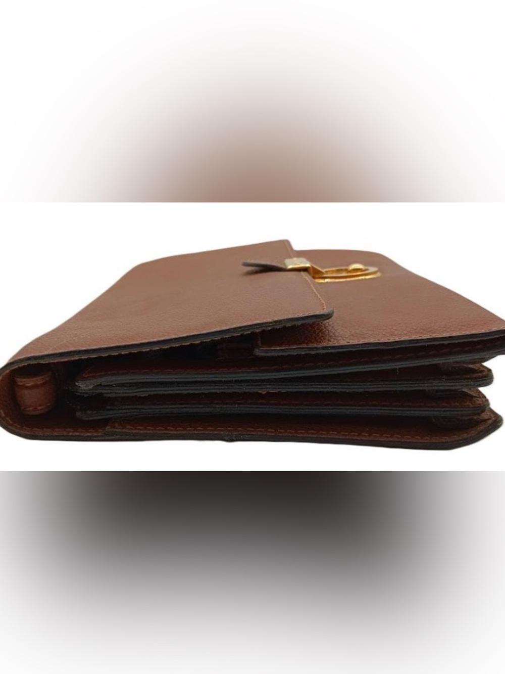 SALVATORE FERRAGAMO ICONIC GANCINI VINTAGE LEATHER CLUTCH BAG - Picture 9 of 12